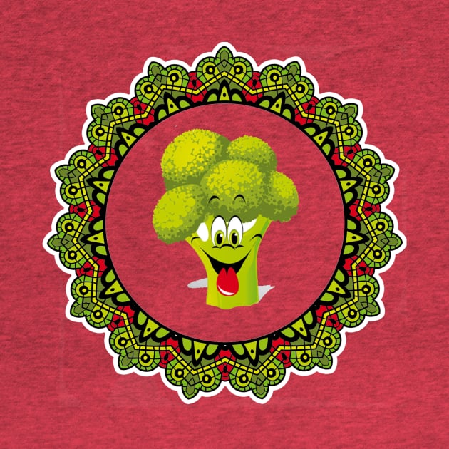 Happy broccoli smile in mandala by 100meaninglove100